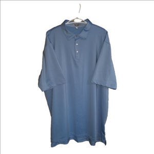 Peter Millar Summer Comfort Solid Blue Short Sleeve Golf Polo Label Size XXL